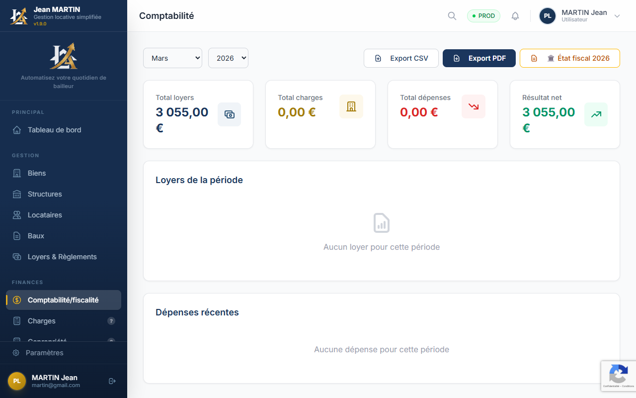 Tableau de bord comptable