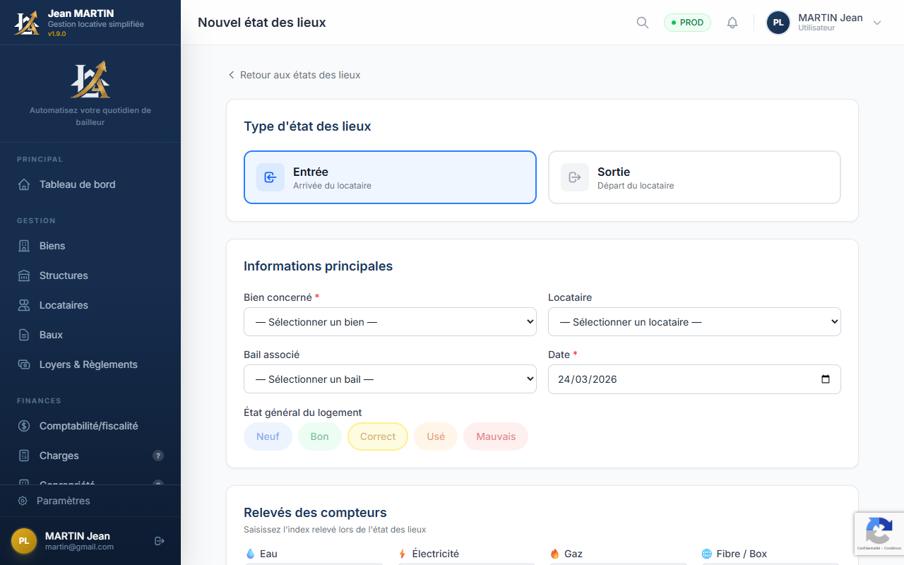 Creation d'un etat des lieux